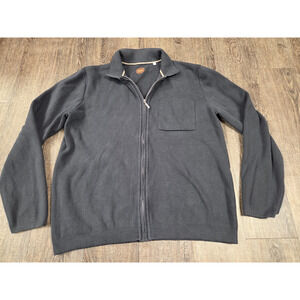 Common People Full Zip Up Cardigan Cotton Pocket Charcoal Dark Gray Large